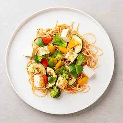 Tofu Florentine & Veggie Spaghetti Pomodoro